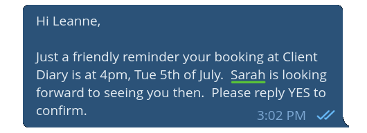 Employee name in reminder