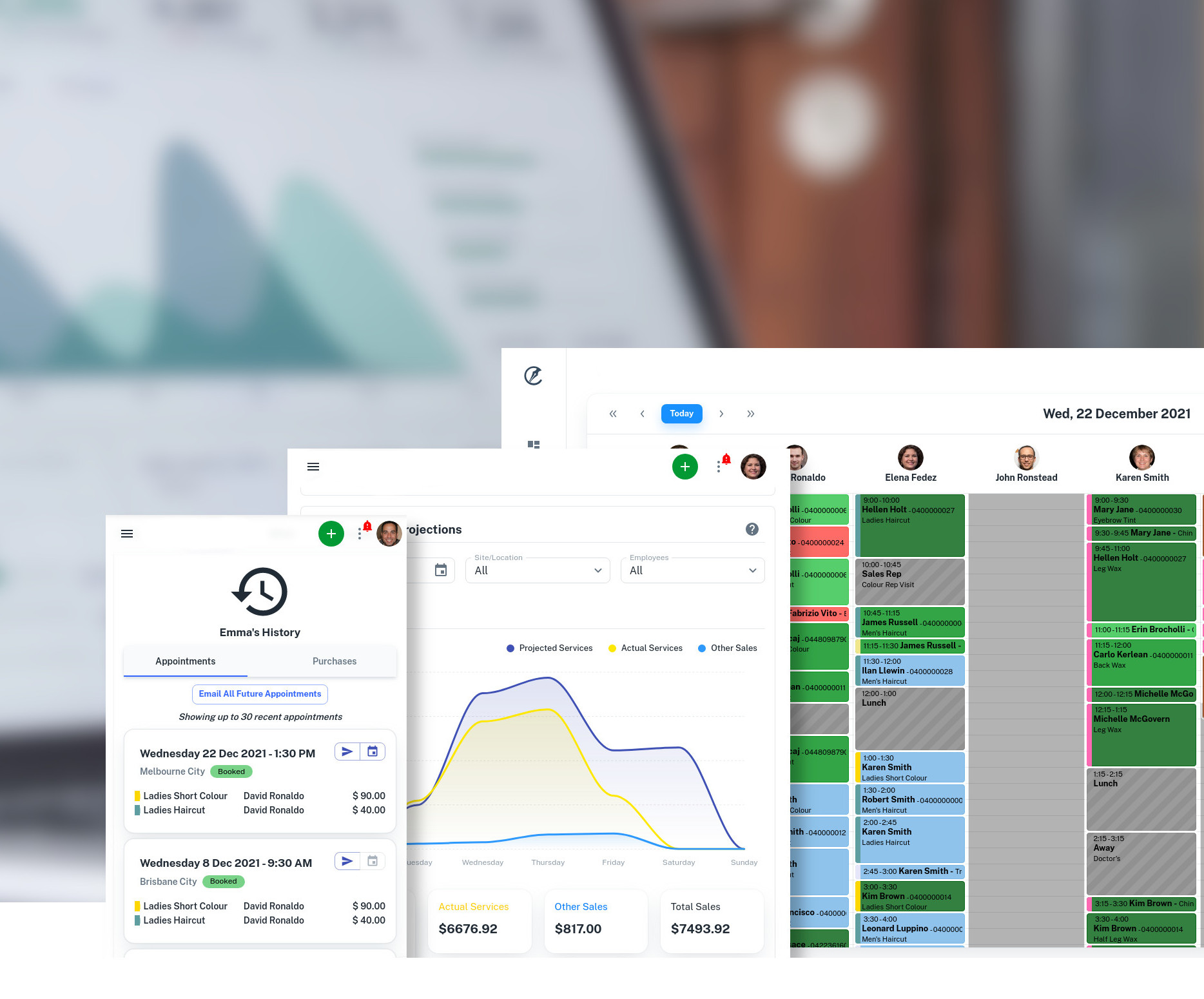 Client Diary calendar and booking workflow