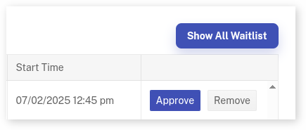 Show all on wait list button